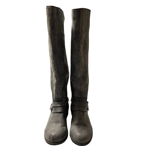 Madden Girl Womens Gray Faux Suede Caanyon Tall Zip Chain Accent Tall Boots Sz 8 - Picture 4 of 12